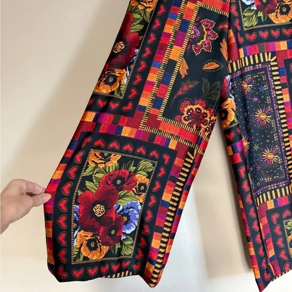 Joie Wide Leg Crop Pull On Pant Patchwork Mixed Media Flowy Art Teacher Boho Med - Picture 3 of 9